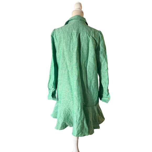 Tuckernuck Callahan Linen Shirt Dress sea green size M medium resort long sleeve - Picture 10 of 13
